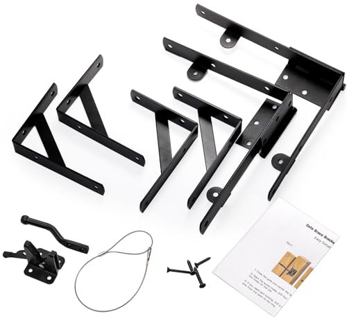 ZENFUN Kit de cadre de portail anti-affaissement, support d'angle de porte, matériel de portail robuste avec charnière et portail, clôtures en bois - Support d'angle pour portes, portails de corral