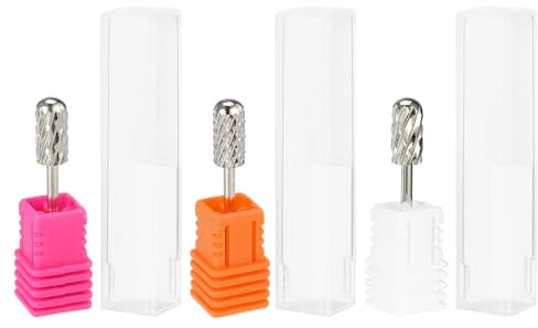 VOCOSTE Nagelfräser-Bits 1 Satz Zum Polieren Und Schälen Von Nägeln | Wolframstahl, Silberton, 2.35mm Schaft, Schleifen, Bohren, Formen, Nagellackentfernung, Vorwärts/Rückwärts Rotation