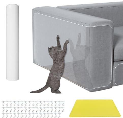 Cat Scratching Film, Self-Adhesive, 30 x 500 cm Thick, One-sided Adhesive Couch Scratch Protection, Couch Corner Protector for Cats, Transparent Couch Protection, Cat Repellent Tape