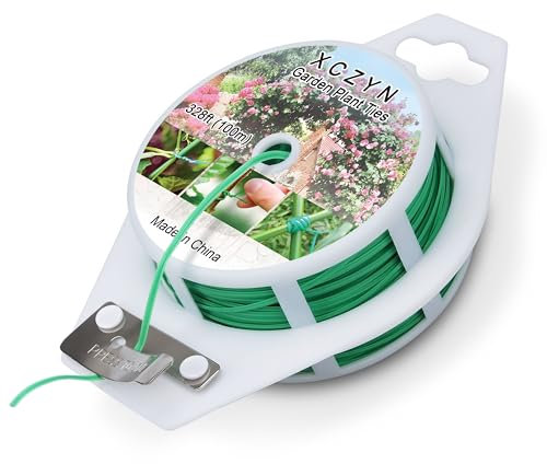 XCZYN Plant Ties 328ft Soft Twist Tie with Cutter Sturdy Electrical Cable Cord Straps Flexible Plant Wire Tie Wire for Supporting Climbing Plants, Tomatoes, Grape Vines, Gardening, Home & Office