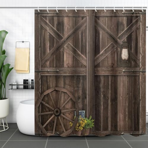 FAIRYGATE Garden Shower Curtain Farm Anti Mould Shower Curtains Bath Curtain Waterproof Polyester Fabric Decorative Bathroom Curtains Hooks B8316