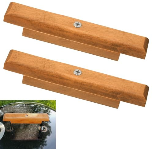 2 Stück Custom Holz Ersatzgriff für Weber Holzkohlegrill, passend für 57,1 cm und 47 cm One Touch Grills auch für viele ähnliche Grills und Smoker