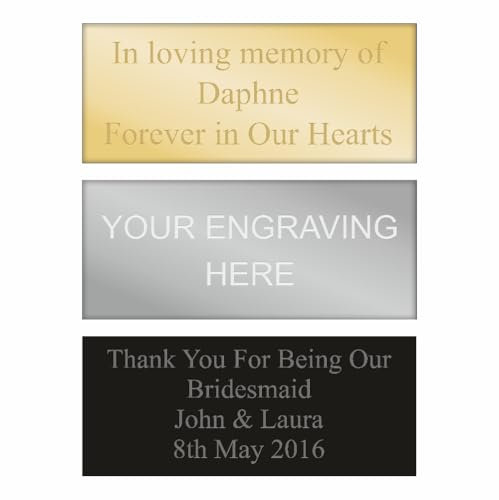 Engraved Plate Gold, Silver, or Black Self-Adhesive Plaque for Nameplates & Photo Frames Custom Fonts & Straight Shape Size (50 X 16mm)