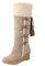 Stivali invernali da neve da donna dopo levigatura con nappe stivali alti maniche zeppe stivali da neve alti stivali invernali alti, Beige, 36 EU