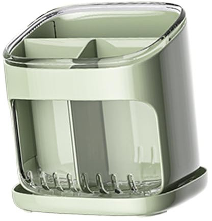 SiaBiced Organizador de Cubiertos de Cocina, Soporte para Utensilios Moderno con de Drenaje, Verde, Individual