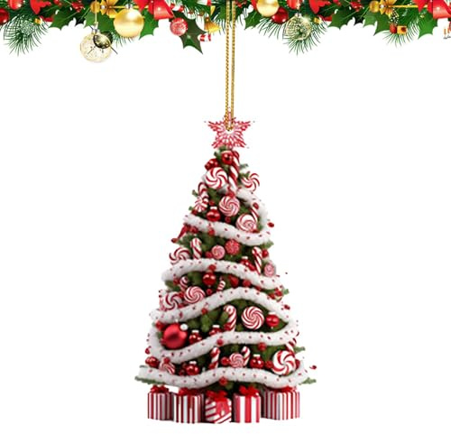 Weihnachtsbaum-Dekoration zum Aufhängen, Weihnachtsbaum-Form, 2D-Weihnachtsdekoration, Acryl-Dekoration, Weihnachtsbaumschmuck, Dekoration für Auto-Innenraum