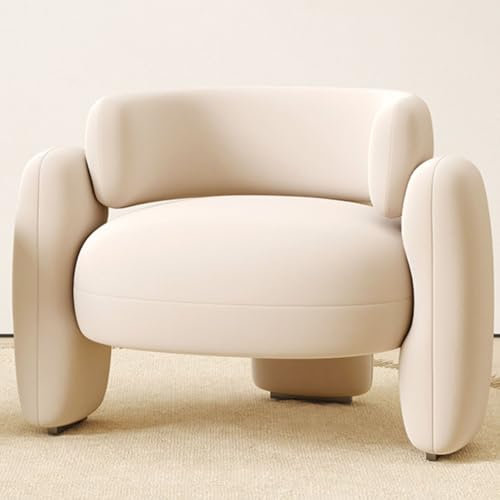 WEIDPHL Fasssessel, Sessel Aus Samtstoff, Flanellsessel, Clubsessel, Freizeit-Einzelsofa Für Wohnzimmer, Schlafzimmer, Wohnung,Beige