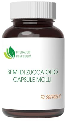 Semi di Zucca Olio Capsule Molli - 70 Softgels - Acido Linoleico Acido Oleico Omega 3-6-9 da Olio Spremuto a Freddo - 1 Perla al dì