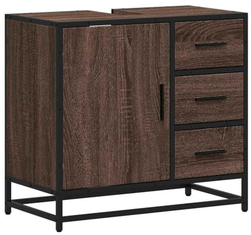 vidaXL Mueble de Lavabo Madera de ingeniería Roble marrón 65x33x60 cm, Armario de Lavabo de baño, Mueble de Lavabo de baño, Mueble de Lavabo