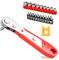 MOSTFUN 21PCS Mini Ratchet Wrench, Right Angle Phillips Magnetic Screwdriver, 1/4 Inch Drive High Torque Offset Reversible Mini Ratcheting Offset Screwdriver with Bits and Sockets Set