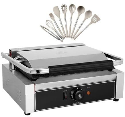 forplubossmmp Prensa para Sándwiches/Tostadora Eléctrica para Sándwiches De Gran Capacidad/Parrilla Antiadherente/Plancha Eléctrica De Un Solo Cabezal/Rango De Temperatura: 50~300 °C,2200W