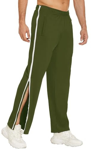 ASIYAN Pantaloni for Riabilitazione da Donna E da Uomo M-3XL, Pantaloni da Allenamento Larghi con Apertura Laterale con Cerniera Laterale E sulla Gamba, Pantaloni A Fissaggio Rapido(Green 2,3XL)