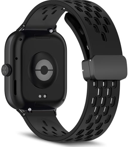 MaEiol Bracelet Silicone pour Xiaomi Redmi Watch 5 / Xiaomi Redmi Watch 4, Bracelets Magnétique Remplacement Respirant Souple Sport, Bracelet pour Hommes Femmes - Noir