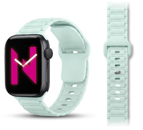 NALIA Pulse Silikon Armband für Apple Watch 42/44/45/46/49mm, Eisminze | 49mm/46/45/44/42 Serie 1-3