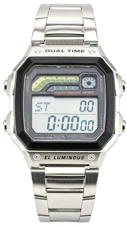 lvifloae Digital Sports Uhr Außenbeobachtung Edelstahlgurt LED Backlight Digital Display Elektronische Uhr Luminöse Männer Outdoor Sportwache für Frauen Männer Schwarzstahlriemen (Silver Steel Strap)