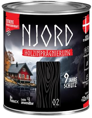 Njord Holzschutz Holzimprägnierung Holzfarbe (02) Polarnacht Wetterfest | Dauerhafter Schutz Holzlack 750ml Schutzlack Holzlasur