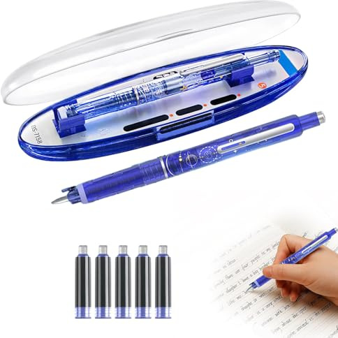 Ailan Retractable Fountain Pen Pilot Ink For Professional Results Writech Clictek Retractable Fountain Pen Asvine Fountain Pen, Deep Blue, ErasableBlue1+5