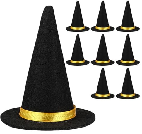jojofuny Halloween Decorations - 9Pcs Mini Black Witch Hat Bottle Toppers for Wine Bottle Decor Party Favors Diy Crafts and Festive Atmosphere