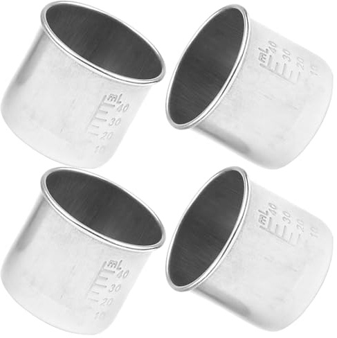 CLISPEED 4 Stück Medizin Messbecher Edelstahl 304 40ml Mit Skala Präzise Messbecher Für Haushalt Pillen Zubehör Und Flüssigkeitsdosierung