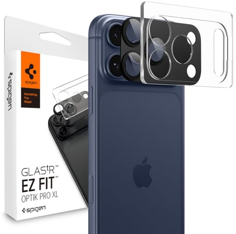 Spigen Optik Pro XL [1 Pack] Camera Lens Protector for iPhone 17 Pro | Black, 9H Hardness Tempered Glass, Full Module Coverage, Precise Lens Cutouts, Flash-Safe, Crystal Clear
