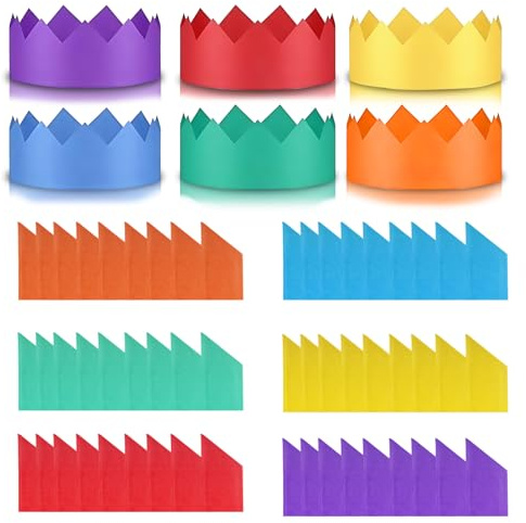 YAAVAAW Papierhüte für Weihnachten Knallbonbons,60 Stück DIY Bunte Krone Papier Partyhüte für Christmas Crackers Set Neuartige Geschenke,Partyhüte für Kinder Dekoration Neuajahr Weihnachtsparty