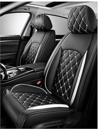 XINYUNFEI Auto Sitzbezüge Sets für Mazda 3 Hatchback BP 2019-2025, Leder Autositzbezug für Fahrersitz & Beifahrer Auto-Zubehör Innenraum, 2-Sitzer(White)