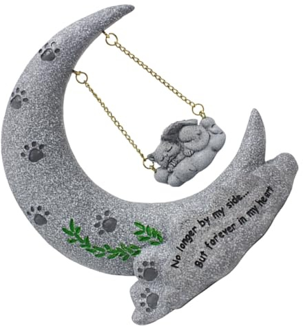 ORFOFE Kreativer Gedenkstein aus Sicherem Harz in Mondform zur Erinnerung an Katzen als Garten Dekoration oder Geschenk für Katzenliebhaber