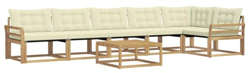 vidaXL Outdoor-Sofagarnitur 7 pcs Weiß und Creme 79 x 79 x 37 cm, Garten Sofa für draußen, modernes Lounge Set, langlebige Möbel für die Terrasse, bequemes Sitzen