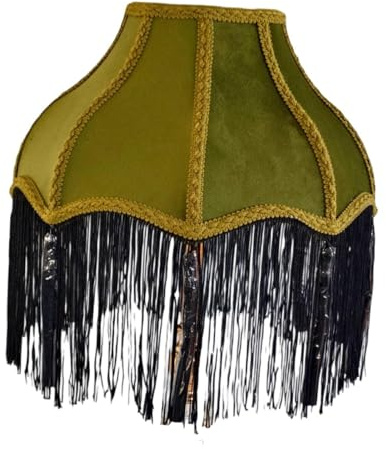 Eleganter Lampenschirm aus Stoff, Tischlampenschirm mit Quasten und Fransen | Retro stil | vielseitig für Tischlampen und Stehlampen | Dekorativer Ersatz für Wohnzimmer, Schlafzimmer und Nachttischlampe