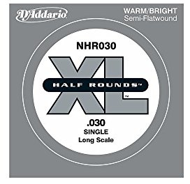 D'Addario NHR030 .030 Long Scale Half Round Single String for Bass Guitar