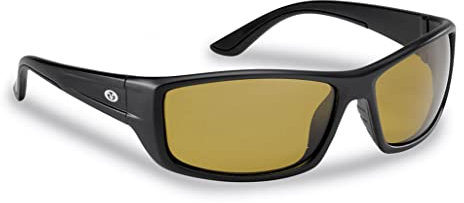 Flying Fisherman Lunettes de soleil Buchanan unisexes pour adultes, montures noires mates/verres jaunes ambrés, taille M, Monture noire mate/lentille jaune-ambre, Medium
