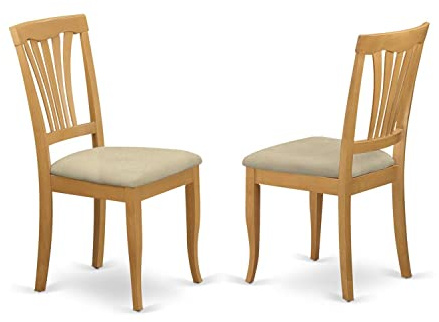 East West Furniture AVC-OAK-C Avon Kitchen Dining Chairs - Linen Fabric Upholstered Solid Wood Chairs, Set of 2, Oak