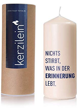 kerzilein Trauerkerze Flamme, dunkelblau, Nichts STIRBT was IN Erinnerung BLEIBT