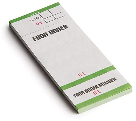 Olympia Restaurant Bar Kitchen 100 Page Check Food Order Pads Single Leaf Paper with Tickets | Pack of 50 | 63.5 x 152mm | G522
