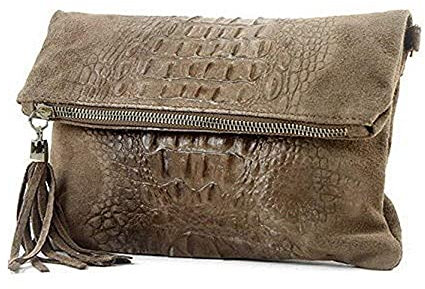 zarolo Damen Umhängetasche,Tasche klein, Schultertasche, Cross Body, Leder Clutch echtes Leder, Handtasche Italienische Handarbeit M20591