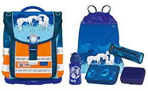 McNeill ERGO Light COMPACT DIN Schulranzen-Set 6-tlg. für Mädchen in Orange, ca. 34 cm x 20 cm x 38 cm