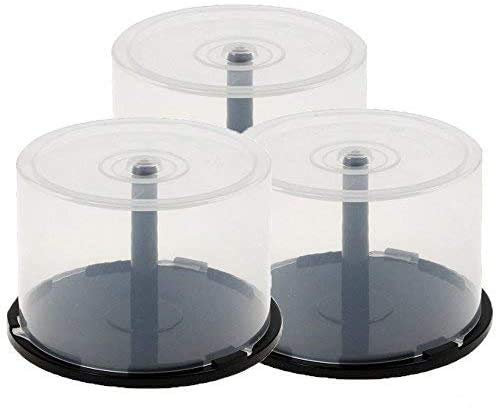 3 x 50 Empty CD DVD Cakebox Storage Tub Plastic Case for DVD CD Bluray Discs Spindle cake box (Holds 150 discs)