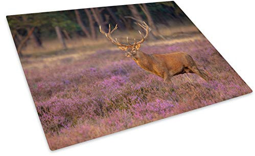 Pink Grass Brown Stag Deer Glass Chopping Board Kitchen Worktop Saver Protector
