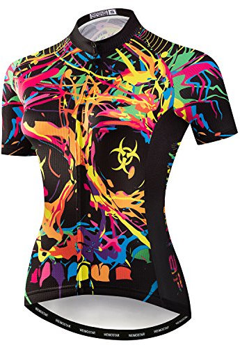 Cycling Jersey Women's Bicycle Tops Breathable Shirt Mountain Clothing Bike Top MTB Road Jersey Short Sleeve Summer Black Yellow XL