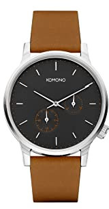 KOMONO Winston Double Subs Cigar Japanische Analoge Quarzuhr für Herren mit Lederarmband