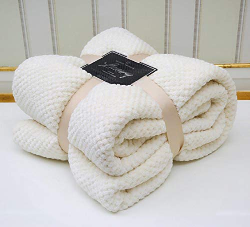 Artistic Fashionista* Luxury POPCORN Super Soft Fleece Waffle Blanket Throw Ideal for Sofa Bed Settee 130x150cm (Cream, Double - 150x200cm)