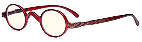 Eyekepper Blaulichtfiltergläser Blendfreie Leichtgewichts Computer Lesebrille - Kleine,runde UV-Strahlen Schutz -Lesebrillen für Damen Herren die mit Federscharnieren - rot +2.50