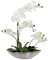 DARO DEKO Kunst-Pflanze Orchidee Schiffchen Topf Silber glänzend und weiße Blüten 53cm hoch