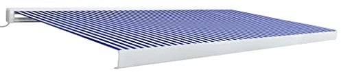 vidaXL Kassettenmarkise Motorisiert Gelenkarmmarkise Markise Vollkassettenmarkise Sonnenschutz Garten Terrasse Balkon 500x300cm Blau Weiß