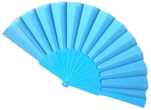 WS UK Fabric Handheld Folding Fan [Sky Blue]