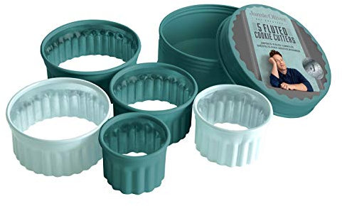 Jamie Oliver JB3835 Emporte-pièces ronds cannelés, lot de 5, Acier inoxydable, Vert