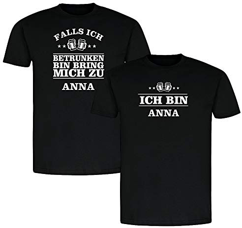 4you Design 2-er Set Wenn ich betrunken Bin Bring Mich zu Tshirt, Personalisiertes Partner T-Shirt für Sie und Ihn, Geschenk für Paare, Pärchen, Freund oder Freundin, Größe S M L XL XXL
