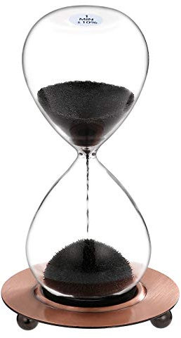 SuLiao Magnetische Sanduhr mit 1 Minute, große Sanduhr mit schwarzem Magnet, Eisenpulver und Metallbasis, Sanduhr 1 Minute, mundgeblasene Sanduhr aus Glas für Büro, Schreibtisch, Heimdekoration