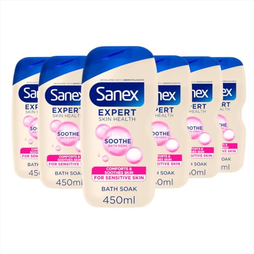 Sanex Expert Skin Health Soothing Bath Soak 450ml (6-Pack) | Suitable For Sensitive Skin & Cleanses with Hydrating Technology for 12H Hydration, Developed with Dermatologists