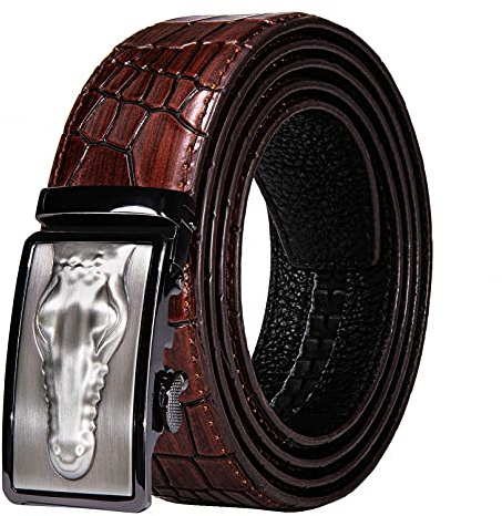 BAJIE Herrengürtel Golden Tiger Metall Automatische Schnalle Designer Gürtel Krokodilleder Leder Casual Jeans Gürtel